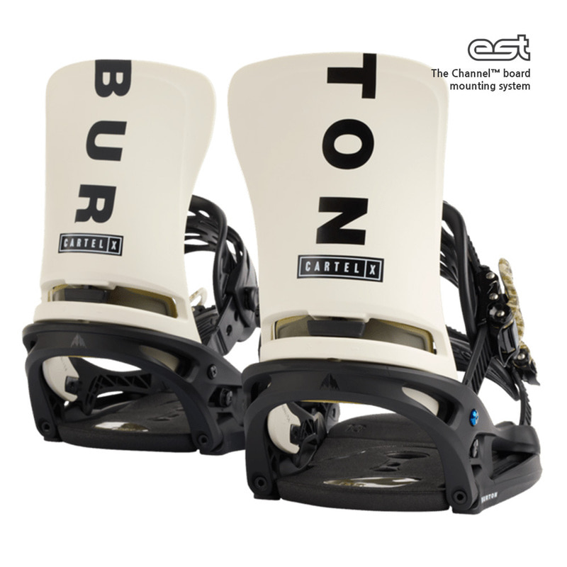 2223 버튼 카르텔 엑스 이에스티 스노우 보드 바인딩 BURTON Mens Cartel X EST Snowboard Bindings Black Stout White Logo
