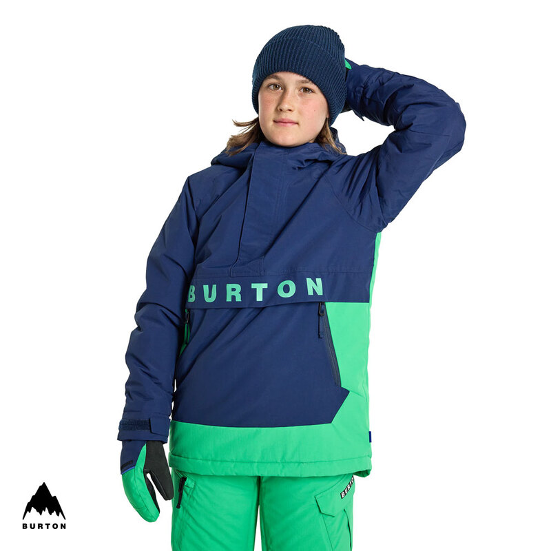 W24 버튼 프로스트너 아동 아노락 스노우 보드 자켓 BURTON Kids Frostner 2L Anorak Jacket Dress Blue Galaxy Green